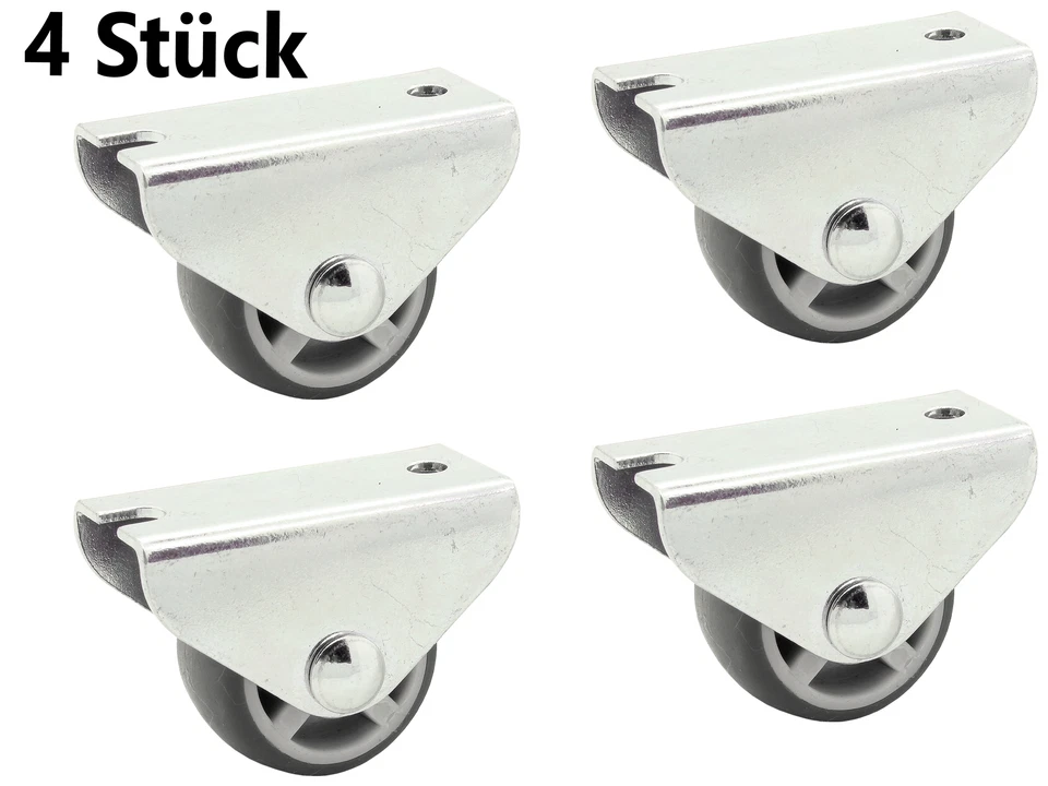 4 x Vollgummi Bettkasten Möbel Laufrolle Ø 50 mm Parkett Laminat Rollen 50 KG - Bild 2 von 4