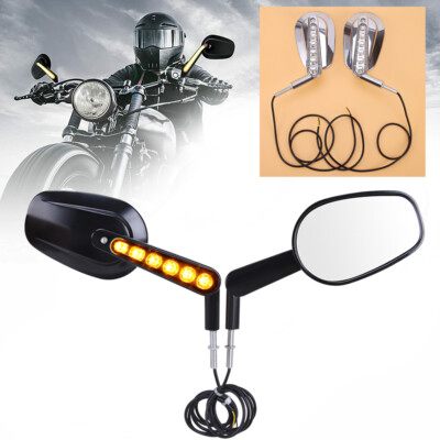 2X Rear View Mirrors Muscle LED Turn Signal Light For Harley V ROD