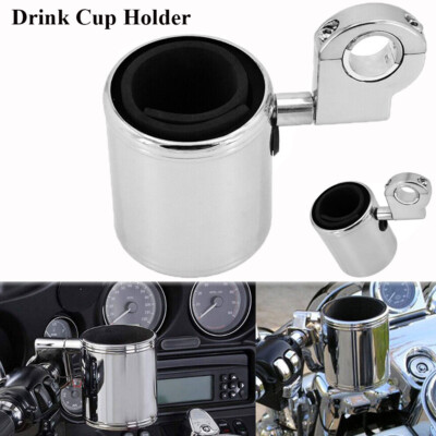 1 Universal Motorcycle Handlebar Cup Holder Chrome Drink Basket Set For Harley e 1 Universal Motorcycle Handlebar Cup Holder Chrome Drink Basket Set For Harley e