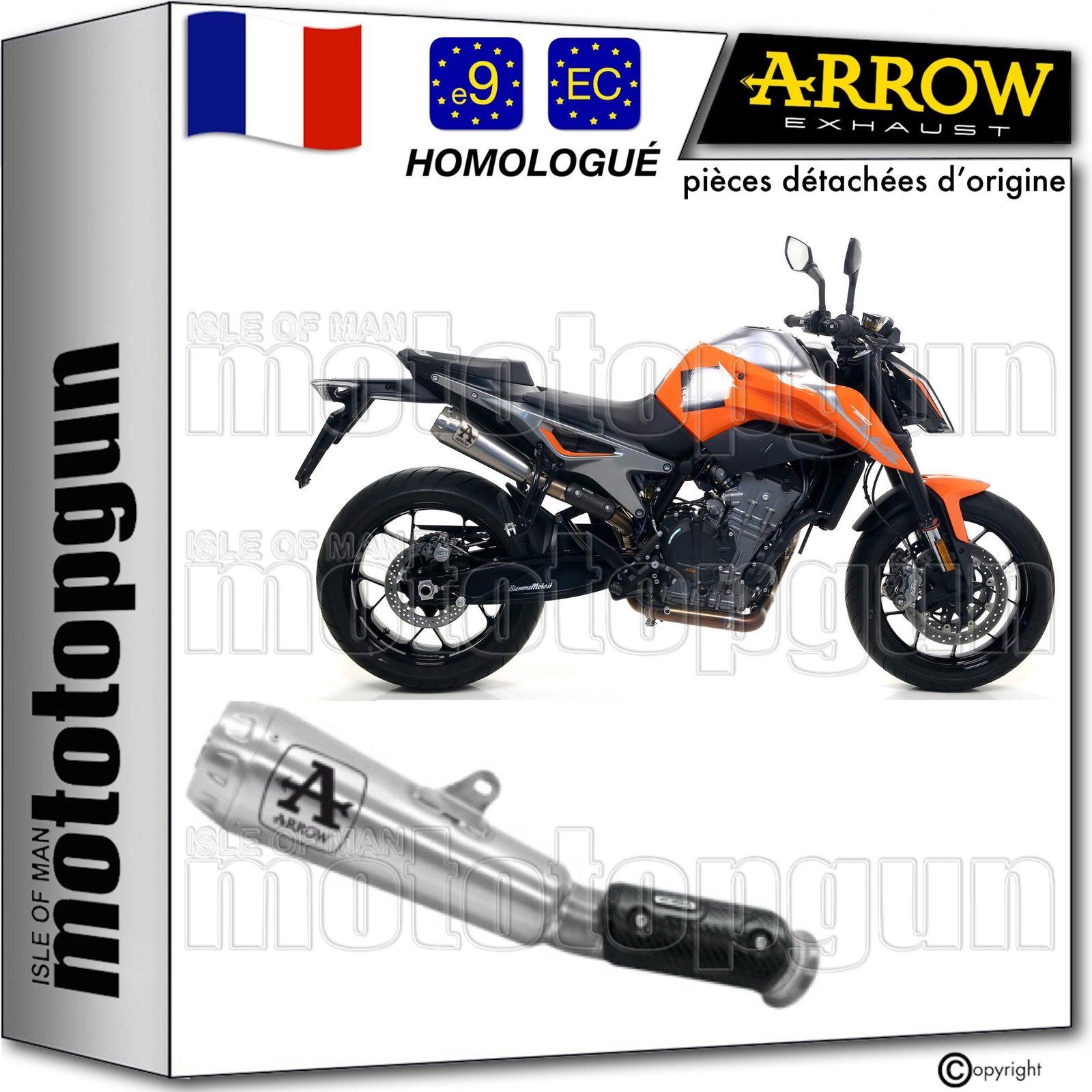 Pot echappement Arrow Pro-Race homologue pour KTM 790 Duke avec gain de couple