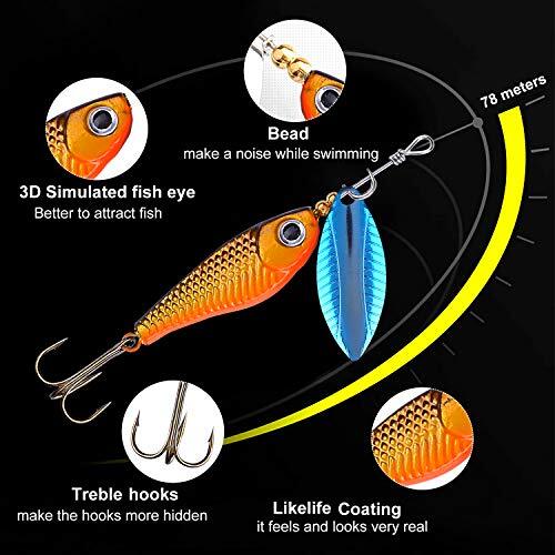  Fishing Lures, Fishing Spoon,Trout 20pcs fishing spinner with carrier bag