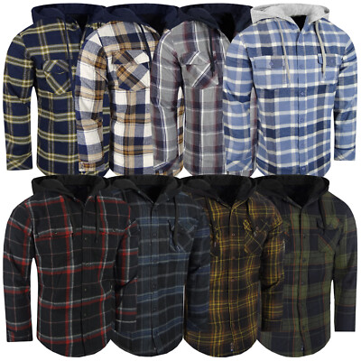 #ad #ad Plaid Flannel Shirt Hoodie Mens Burnside Button Flap Pockets No Lining Slim Fit $25.94