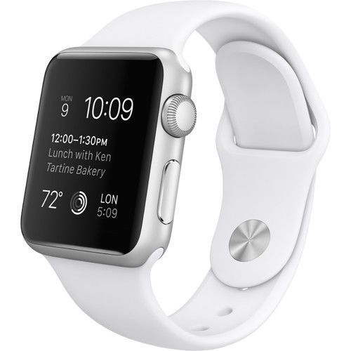 Apple+Watch+Sport+38mm+Aluminum+Case+White+Sport+Band+-+%28MJ2T2LL