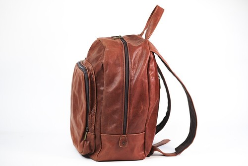 ZAINO BACKPACK IN VERA PELLE ARTIGIANATO ITALIANO MOD; BRIG016 NABUK CUOIO - Imagen 3 de 4