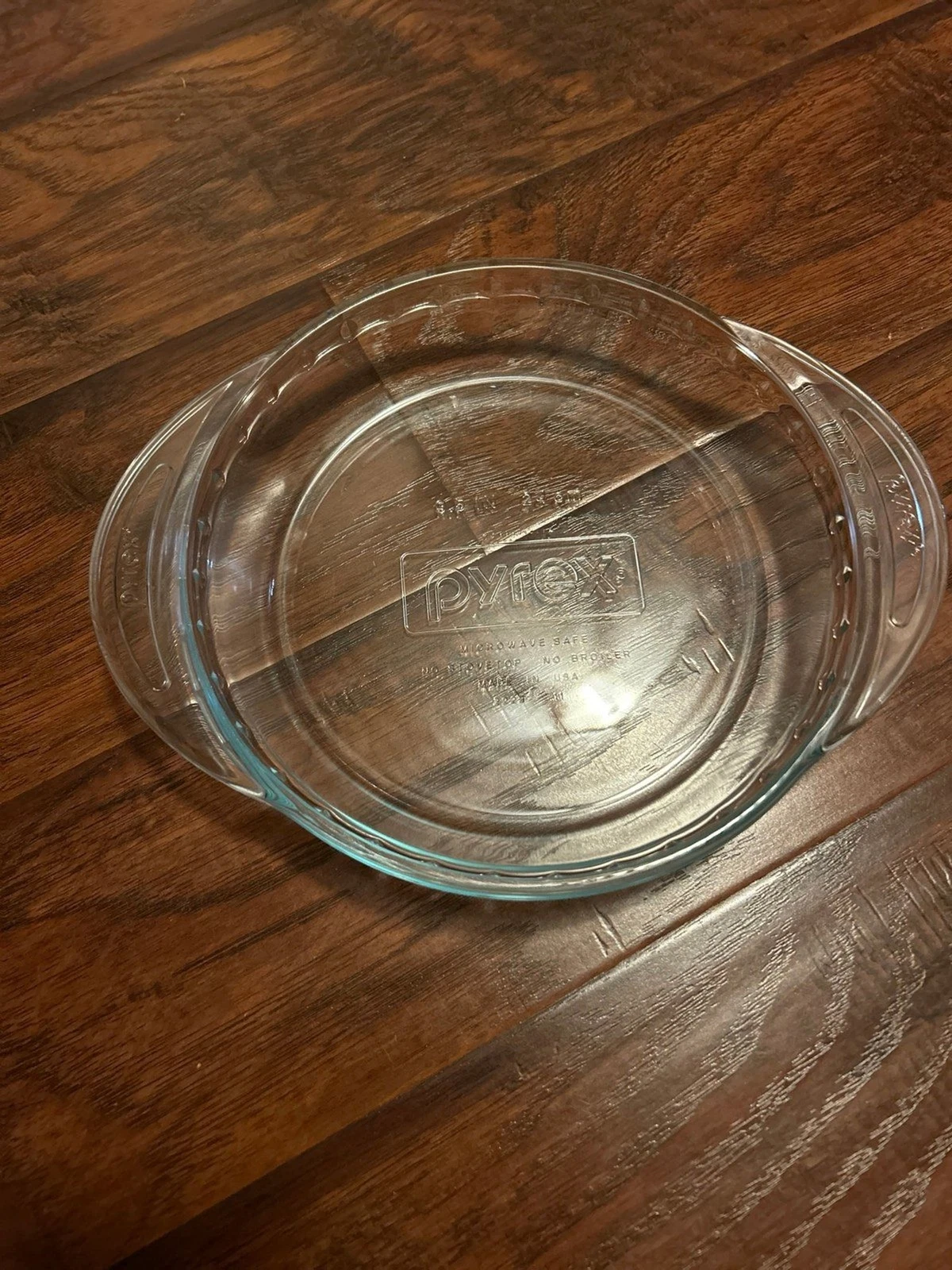 Vintage Pyrex 9.5 " Glass Deep Dish Pie Plate with Fluted Edge & Handles #2229