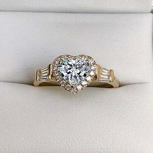Women Charm Gifts 18k Yellow Gold Plated Rings Cubic Zirconia Jewelry Size 6-10 - Bild 21 von 21