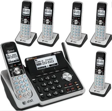 AT&T 2 Line Telephone Answering Machine System 6 Cordless Phones TL88102 5 88002