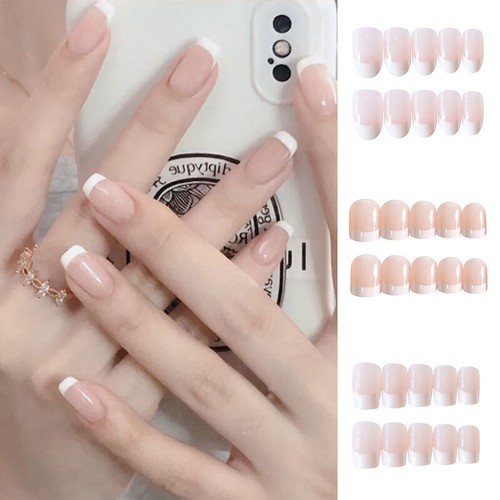 French White Gradient Nail Decor Press On Nails 24Pcs Fake Nail Nails Extensi x - Picture 2 of 16
