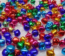 100 CHRISTMAS JINGLE BELLS Bright Jewel COLORS 10mm -12mm Drops Beads Charms