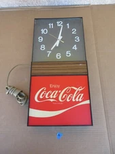 Vintage Enjoy Coca Cola Hanging Wall Clock Sign Advertisement  N