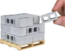 Mini Cinder Blocks Made of Cement with Pallet - Premium Quality - 1/12 Scale
