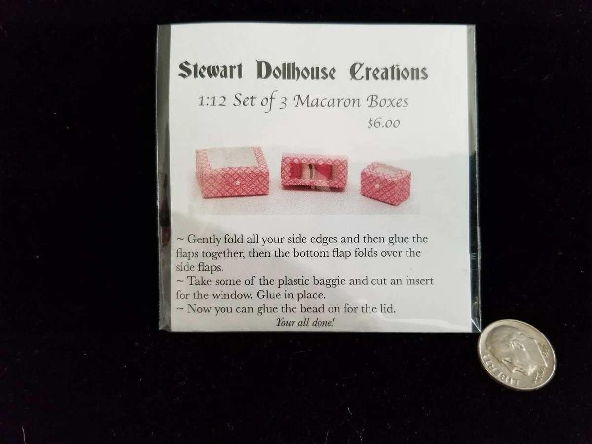 1 12 Dollhouse Miniature Set of 3 Macaroon Boxes KIT Stewart Dollhouse Creation