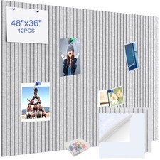 12Pack Felt Wall Tile, Large Cork Pin Board 48" x 36", Felt Bulletin Board Ti...