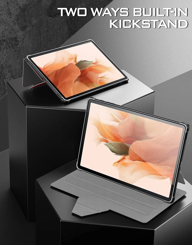 Poetic For Galaxy Tab S7 FE 2021 Case with S Pen Holder Stand Smart Cover Red - Image 3 of 4