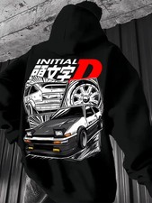 Iconic Initial D Graphic Pullover Hoodie Streetwear Y2k