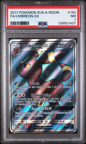 2017 POKEMON SUN & MOON #142 FULL ART/UMBREON GX PSA 7