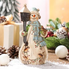 8.5 Inch Snowman Christmas Decorations Vintage Resin Snowman Figurines Rustic...