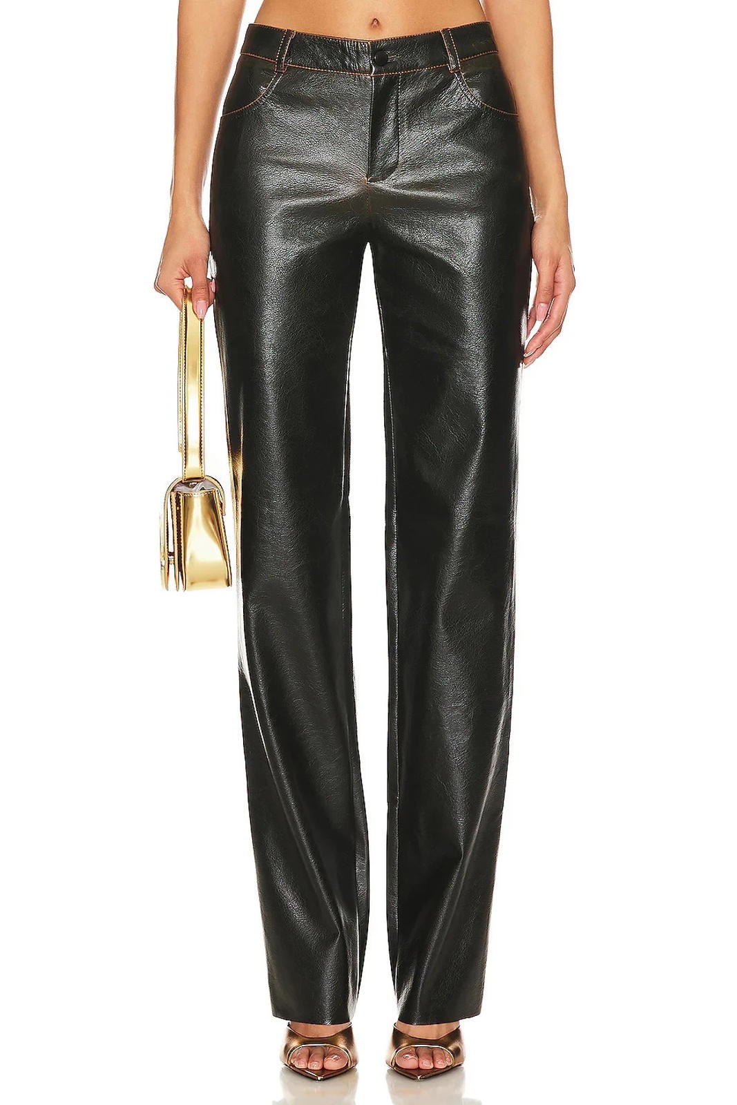 Revolve CULTNAKED Burnt Boy Trousers faux leather Washed Brown M NWT $310msrp