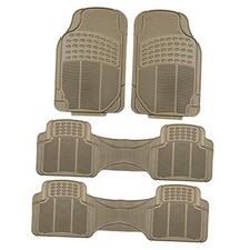 Car Floor Mats - Heavy-Duty Rubber for Cars, Universal Fit Beige 3 Row Set