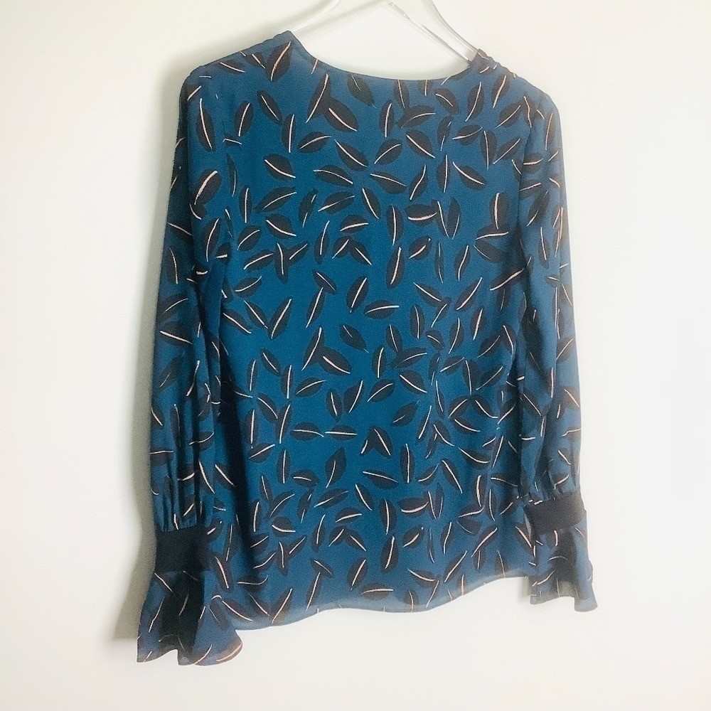 CAbi Floating Shadow Leaf Flared Cuffs Blouse 3763 - image 7