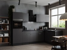 L Küche Küchenzeile Winkelküche Grau Matt Grau Oliver 280 x 172 cm Respekta