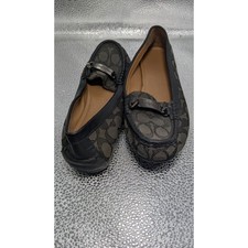 Coach Olive Signature C Jacquard Loafer Grey Black Driving Mocs Womens 7B A01918