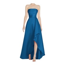 Alfred Sung Dress D832 strapless satin gown blue size 22W