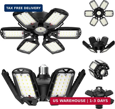 LED Garage Lights 2 Pack, 18000LM 180W Deformable Shop Light with 6+1 Adjustable