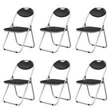 6 PCS Portable U Shape Folding Chairs Furniture Home Outdoor Picnic Black