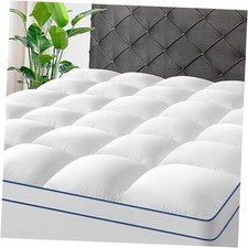 Mattress Topper,Extra Thick Mattress Pad Cover for Deep Sleep,3D 7D Full White
