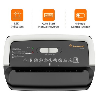 Bonsaii 12-Sheet Cross Cut Paper Shredder with 5.4-Gallon
