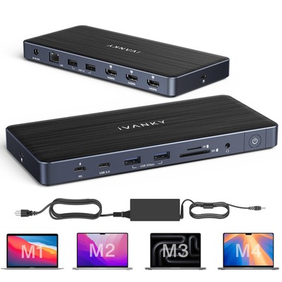 14-in-1 FusionDock Pro 1 for M1/ M2/ M3/M4 MacBook DisplayLink Docking Statio...