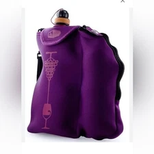 NEW GSI Outdoors Insulated Neoprene Purple Wine Tote with Plastic Glasses