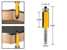 1-1/4" Cutting Height X 1/2" Flush Trim Router Bit - 1/4" Shank - Yonico 14139q
