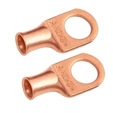 SELTERM 2pcs 4 AWG 1/2" Stud Copper Wire Lugs, Battery Lugs, Ring Terminals, ...
