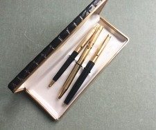 Vintage Set Fountain Pen, Pencil And Ballpoint 4 Colours Pen Signed H With Case
