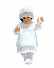 Trajecito Tejido NI O DIos BLANCO con lineas Platedo Baby Jesus Clothing