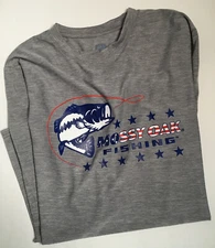 MOSSY OAK FISHING PATRIOTIC PERFORMANCE T-SHIRT LONG SLEEVE Gray MENS NEW