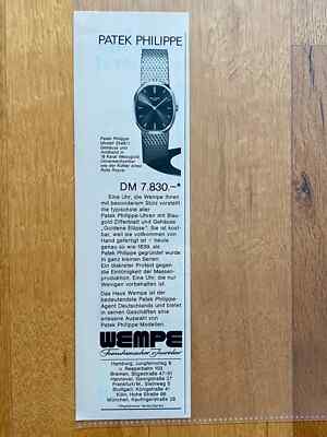 Patek Philippe Ellipse 3548/1 Wempe Original 1975 Vintage Watch Advert Werbung