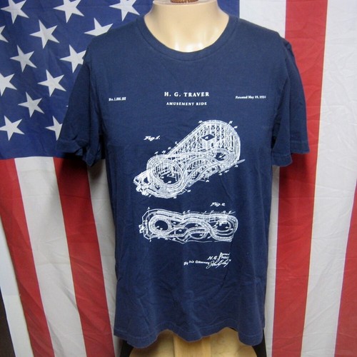 HARRY TRAVER lrg T shirt rollercoaster Crystal Beach Cyclone blueprints tee 1931