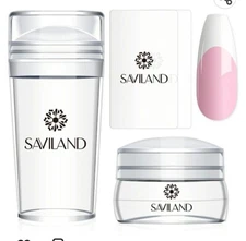 Saviland French Tip Nail Stamp - 4PCS Nail Art Stamper Kit Clear Silicone Nai...