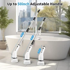 Electric Adjustable Cordless Spin Scrubber Cleaning Mop 8 in 1 w/8 Brush Heads