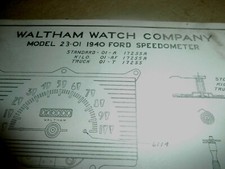 Vintage Waltham Speedometer Parts Diagram Model 23-01 1940 Ford 17255 17255a Vintage Waltham Speedometer Parts Diagram Model 23-01 1940 Ford 17255 17255a
