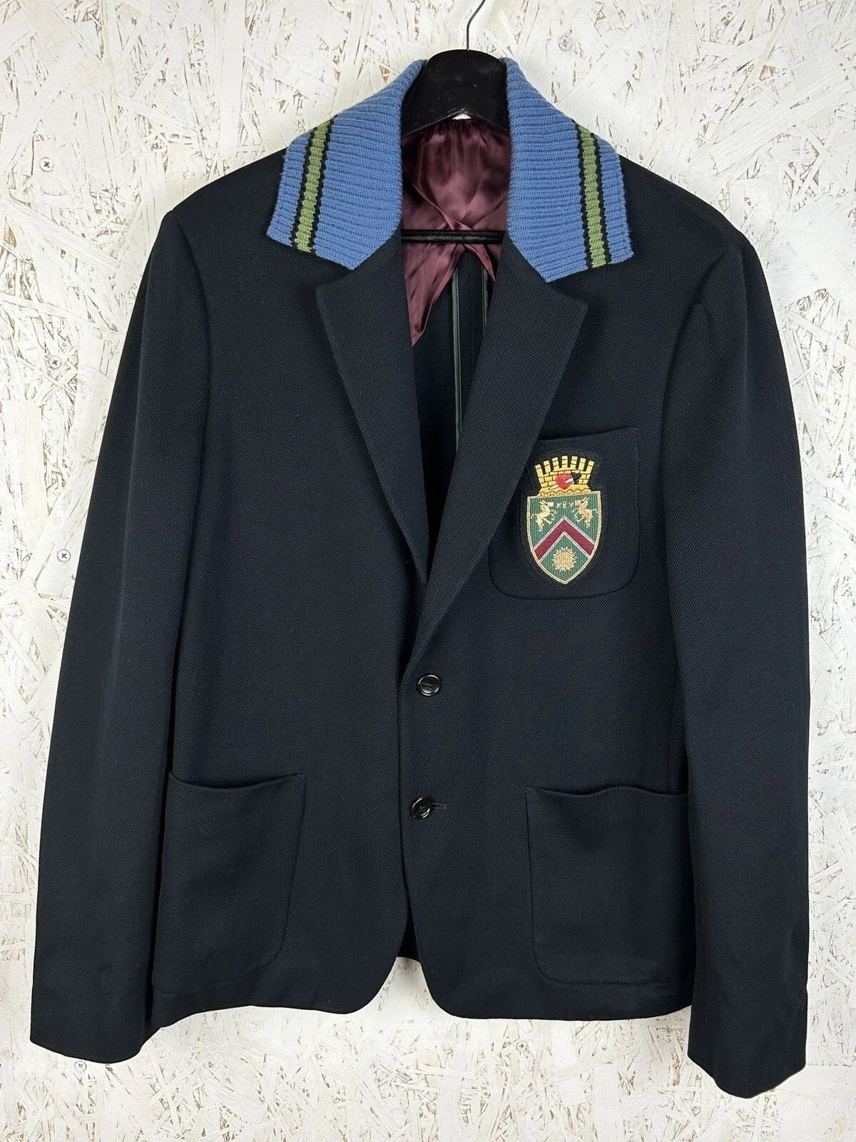Giacca blazer Gucci GG maglia a costine emblema ricamo taglia 50(M)