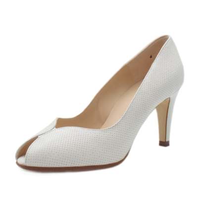 Peter Kaiser Sevilia Peep Toe Leather Shoes in White size 8