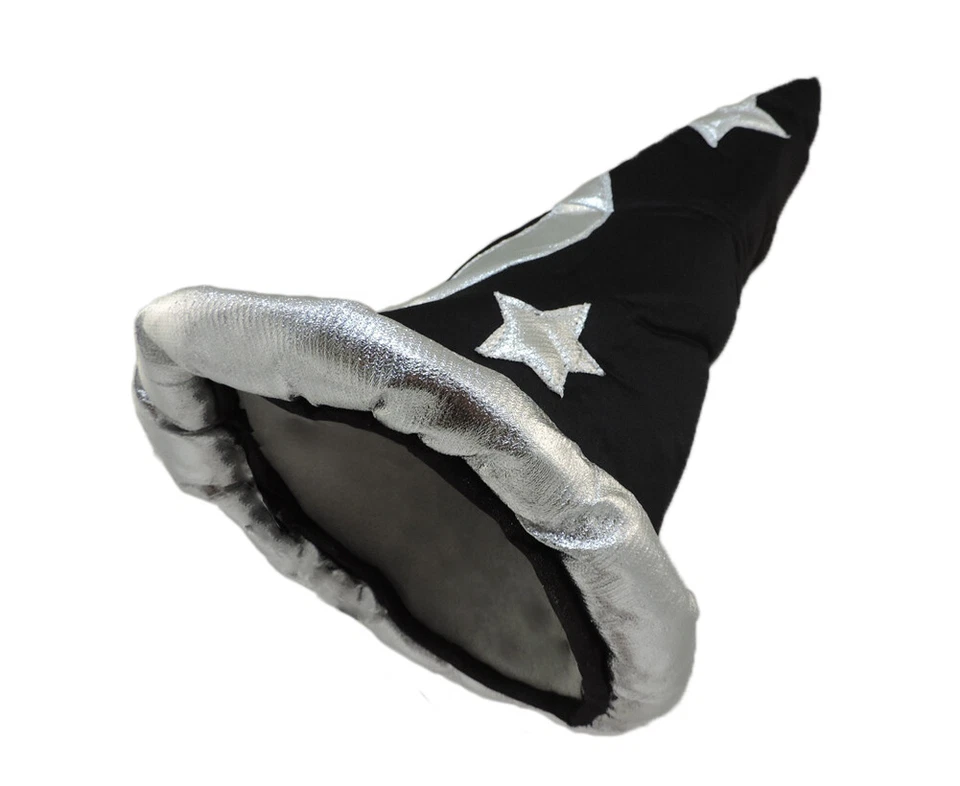 Sombrero de bruja mágica en punta NEGRO Y PLATEADO Celestial Wizard Hechicerer Foto 2 de 3