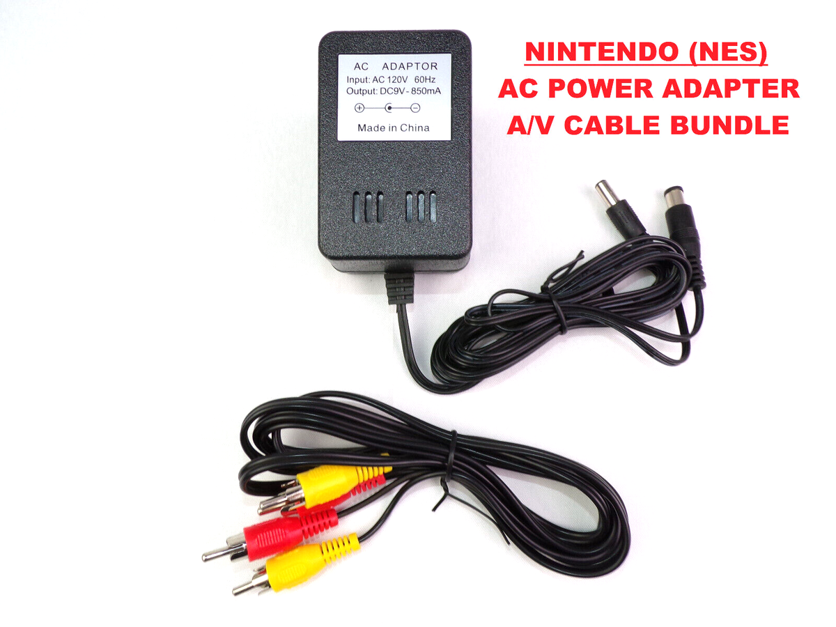 AC/DC Adapter Power Cord AV Cable Bundle for NES Nintendo