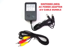 AC/DC Adapter Power Cord & AV Cable Bundle for NES Nintendo Entertainment System