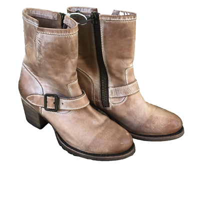 Freebird Carlito Women Sz 9 Brown Raw Rough Cut Leather Moto Biker