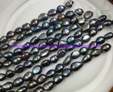 Natural 8-9mm black cultured freshwater Baroque pearl Loose Beads 15 Strand
